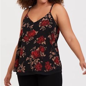 SOPHIE - BLACK & RED FLORAL DOUBLE LAYER SWING CAMI